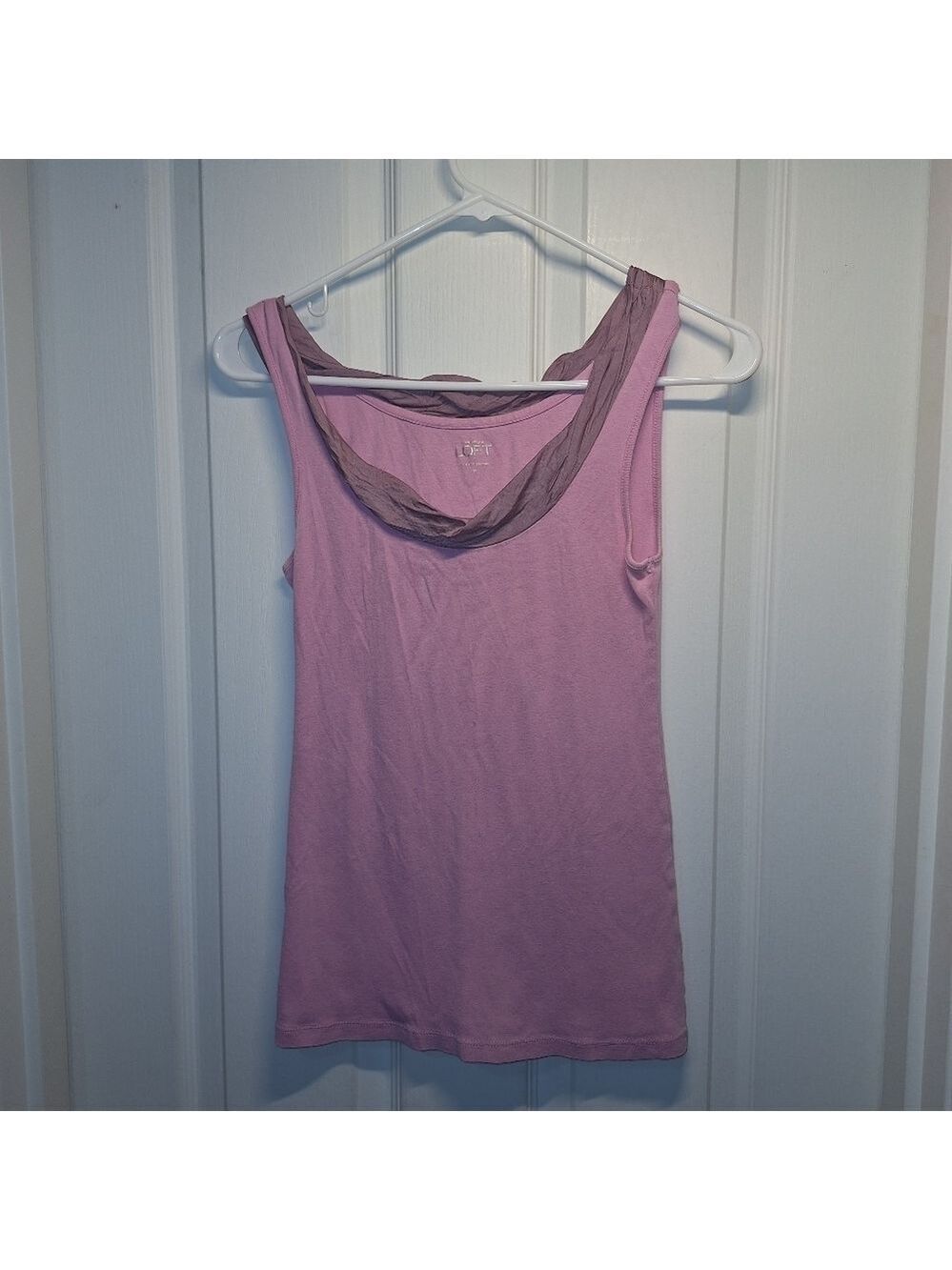 LOFT Pink Ruffle Collar Tank Top Medium